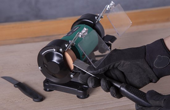 VONROC Meuleuse de table / Multitool - 150W - 75MM - avec arbre flexible - Incl. 1x pierre à poncer & disque de polissage