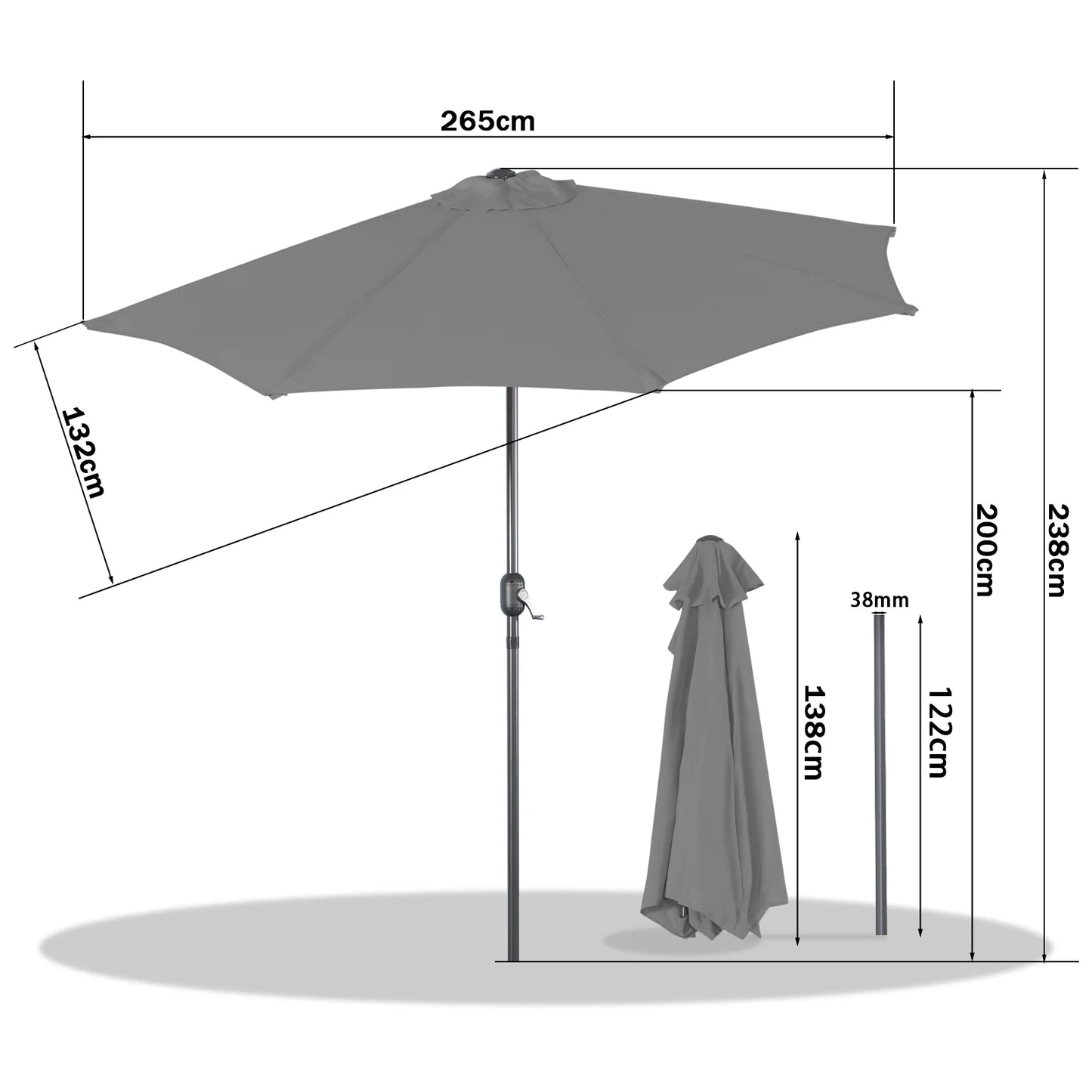Parasol demi-circulaire Angel Living 270 cm – Parasol mural demi-circulaire – Terracotta
