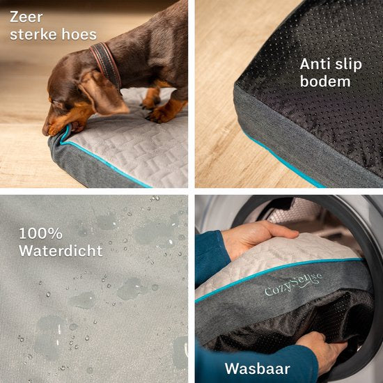 CozySense® - Coussin orthopédique pour chien 60 X 40 cm - Taille S - Imperméable - Convient comme coussin de banc et lit pour chien