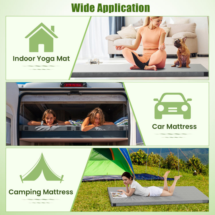 Coast Matelas de camping pliable gris 74 x 30,5 x 6,5 cm avec mousse à mémoire de forme et dessous antidérapant