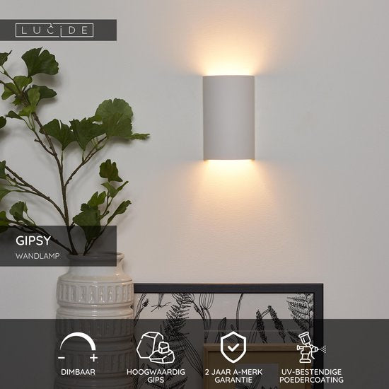 Lucide GIPSY - Applique murale - 1xG9 - Blanc - Japandi
