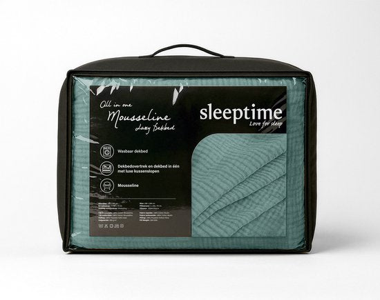 Couette 2 en 1 en mousseline Sleeptime - Couette sans housse, taie d'oreiller incluse - 240 x 200 - Vert