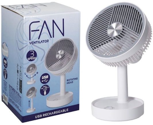 Ventilateur de table Van der Meulen rechargeable par USB, blanc, jouet