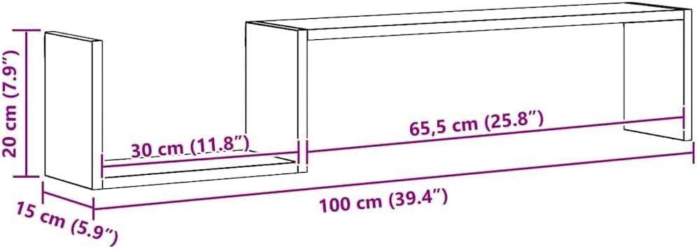 vidaXL Lot de 2 étagères murales – 100 x 15 x 20 cm – Noir – Bois laqué
