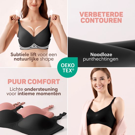 Vulpes Goods® BabyCare - Soutien-gorge d'allaitement sans armature - Soutien-gorge de maternité - Soutien-gorge d'allaitement sans couture - Soutien-gorge de nuit - bretelle réglable - tissu ultra doux - rembourrage amovible - devant avec rabat - utile po