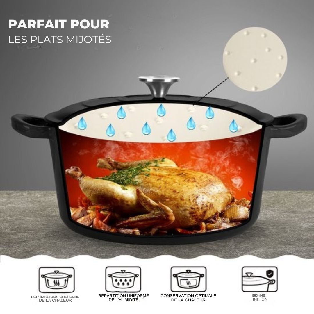 Casserole en fonte Elegance Royal - Castex - avec couvercle 24 cm - Noir