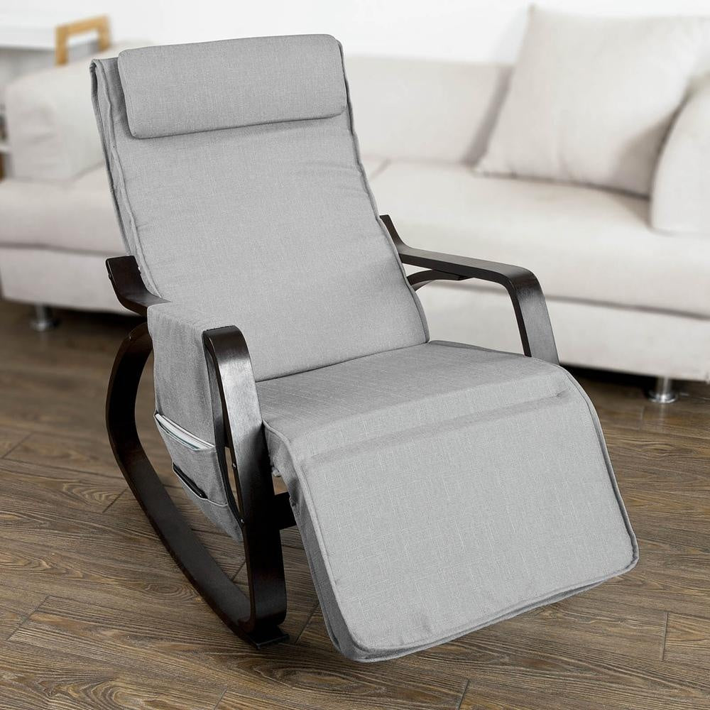 SoBuy FST20-HG Rocking Chair - Confortable - Max. 150 Kg - 80 x 66 x 92 cm - Gris