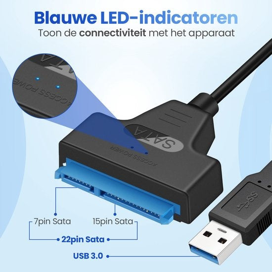 Garpex® USB 3.0 to SATA Adapter - Câble de données pour disques durs - SATA 7+15 22 Pin Cable