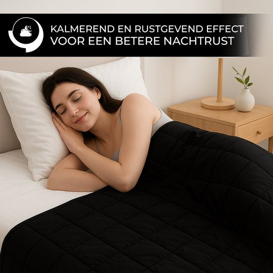 Vonia Couverture lestée 9 kg - Couverture lestée - 150 x 200 cm - Noir