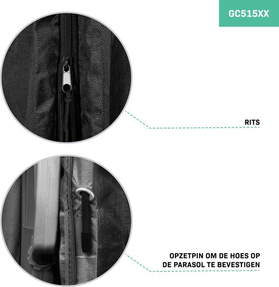 VONROC Housse de parasol M - 220x45cm - Pour parasols bâtons et flottants jusqu'à 400cm - Universelle & pour GP501XX, GP502XX, GP506XX