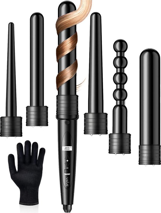 VAIVE Fer à boucler avec 6 accessoires - Fer à boucler - Fer à boucler - Fer à boucler - 32mm - 19mm - 25mm