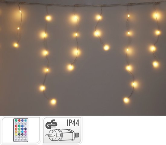 Guirlande lumineuse « IJspegel » 300 cm - Blanc chaud - Éclairage de Noël LED - Minuterie - Télécommande - Effets lumineux - Intérieur-Extérieur