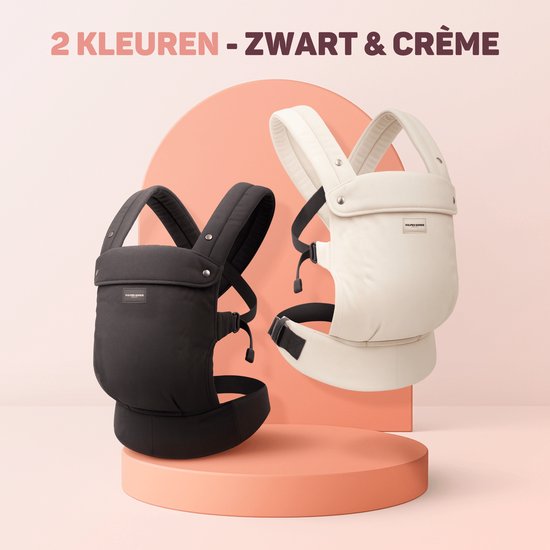 Vulpes Goods® BabyCare - Porte-bébé - Porte-bébé ergonomique 0-36 mois - Porte-bébé ventral de luxe jusqu'à 20 kg - Coton OEKO-TEX® - Confort mains libres - Avec support dorsal et position M - Crème