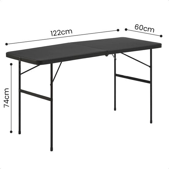 Table pliante - Goliving - Table de camping - Table pliante d'extérieur - Résiste aux intempéries - 122 x 60 x 74 cm - Noir