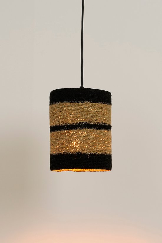 Mica Decorations Lampe pendante Jinx - H20 x Ø15 cm - Jute - Noir