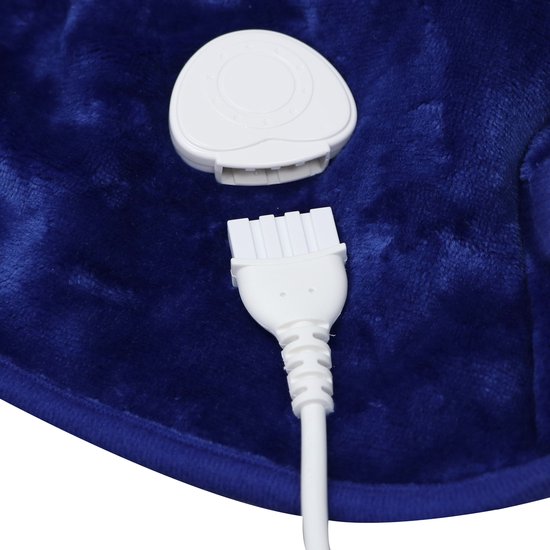 STAUS&BACH XXL Coussin chauffant électrique pour le cou, les épaules et le dos - 93x73 cm - 3 niveaux de chaleur - Coussin chauffant lavable - Coussin chauffant - Bleu foncé - WarmWrap