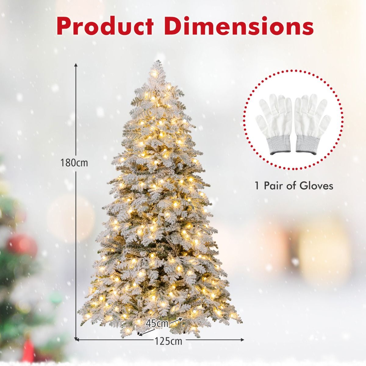 Coast Artificial Christmas Tree 180 cm Green/White - Snowy with 260 LED Lights - Foldable & Pre-assembled