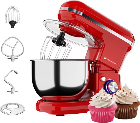 Robot de cuisine - KitchenBrothers -  5L - Mixeur de cuisine - 1200W - Rouge