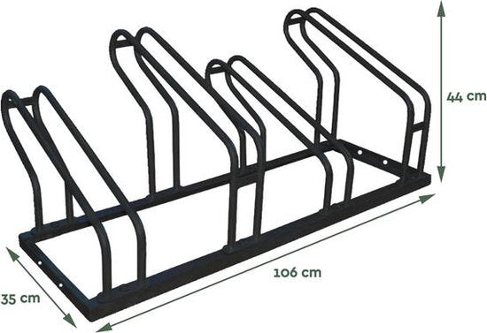 BRASQ Porte-vélos pour 4 vélos - Support pour vélos - Support pour vélos - Support pour vélos pour le sol Comprend le matériel de fixation - Noir
