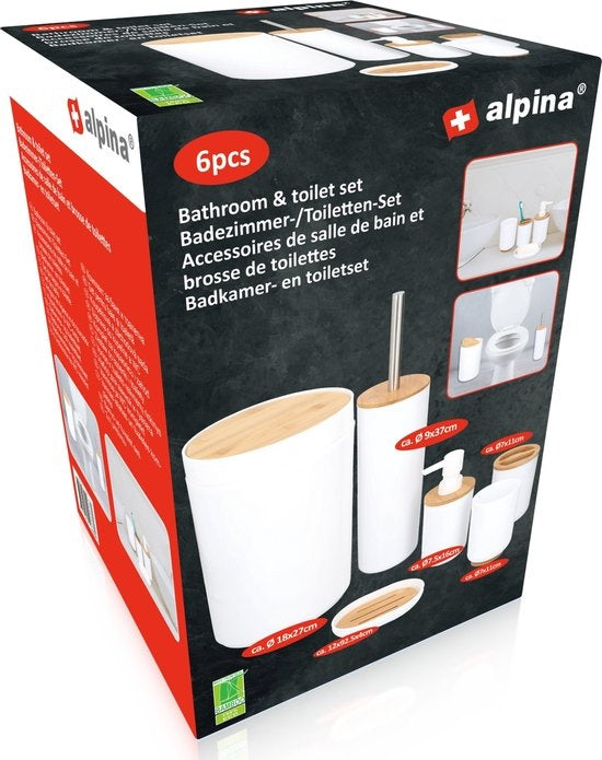 Alpina Set de bain et de toilette en bambou - 6 pièces