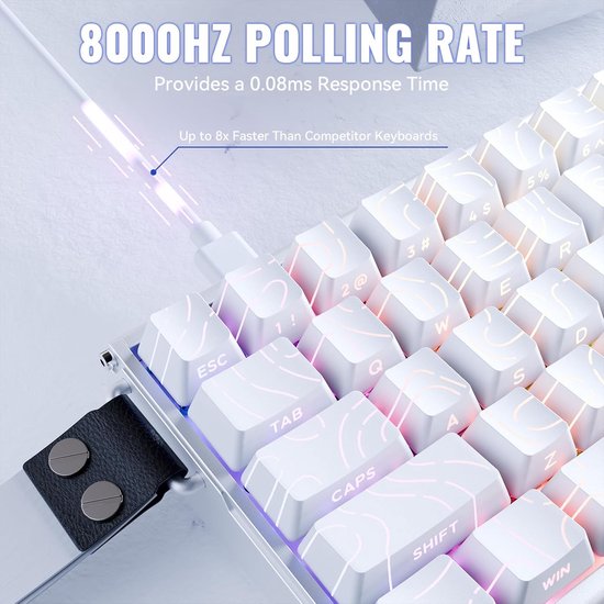 ATTACK SHARK X68MAX HE - Clavier gaming filaire à commutateurs magnétiques - Aluminium CNC - 68 touches - RGB - Touches en PBT imprimées sur le côté - Cordon décoratif - 8 kHz - Temps de réponse de 0,005 mm - Temps de réponse de 0,08 ms - Contour blanc