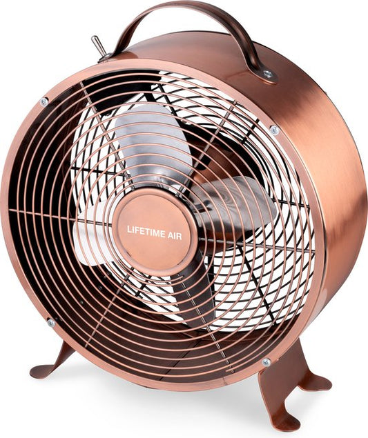 Ventilateur de table - Lifetime Air - 230V - Ventilateur de bureau 20CM - 2 vitesses - Matériau durable - Cuivre