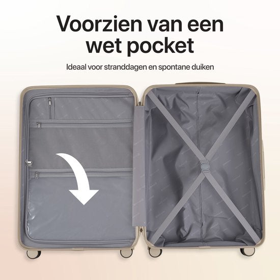 SKYCASES Classic Heritage - Grande valise de voyage - Serrure TSA - 76 x 52 x 30 cm - 100 L - Valise à roulettes XL - Roulettes silencieuses à 360° - Légère - Trolley - Beige