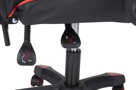 No Fear Gaming Chair - Chaise de jeu - Chaise de bureau - Hauteur réglable de 46 à 56 cm - Rouge/Noir