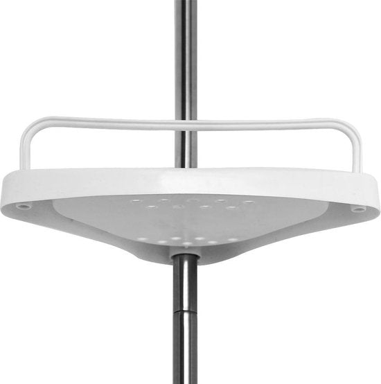 Porte-douche télescopique chromé, réglable de 155 à 320 cm, avec porte-serviettes supplémentaire