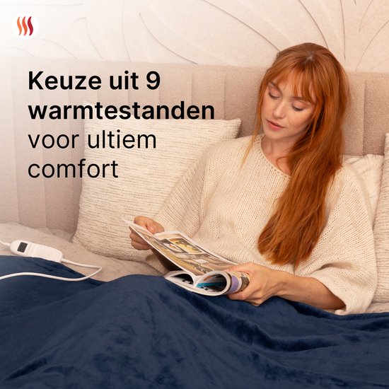 Seranova Couverture électrique XXL - 180x160 cm - Couverture 2 personnes - Couverture chauffante - Double face - Polaire Sherpa - Bleu