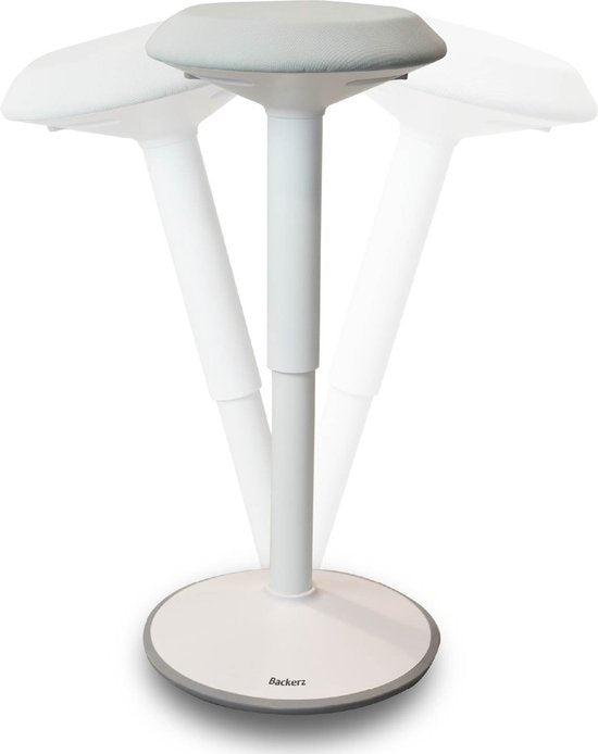 Tabouret oscillant Backerz® - Hauteur 55-80 cm - Tabouret d'équilibre - Tabouret assis-debout - Chaise de bureau ergonomique - Blanc