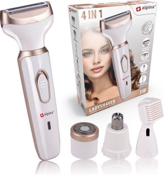 alpina 4-in-1 Ladyshave - Rasoir féminin - pour le corps et le visage - Tondeuse à sourcils incluse