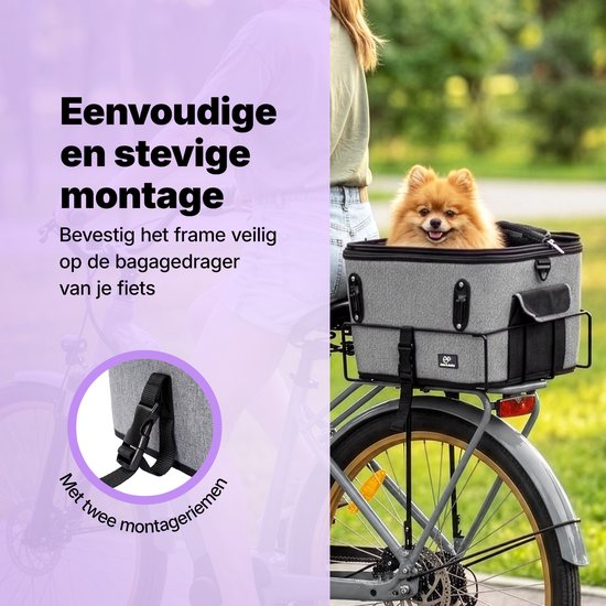 Panier pour chien Jake et Jacky - Panier pour chien à l'arrière du vélo - Panier pour chien à vélo - Siège auto pour chien - Petits chiens (max. 12 kg) - 35 x 30 x 31 cm