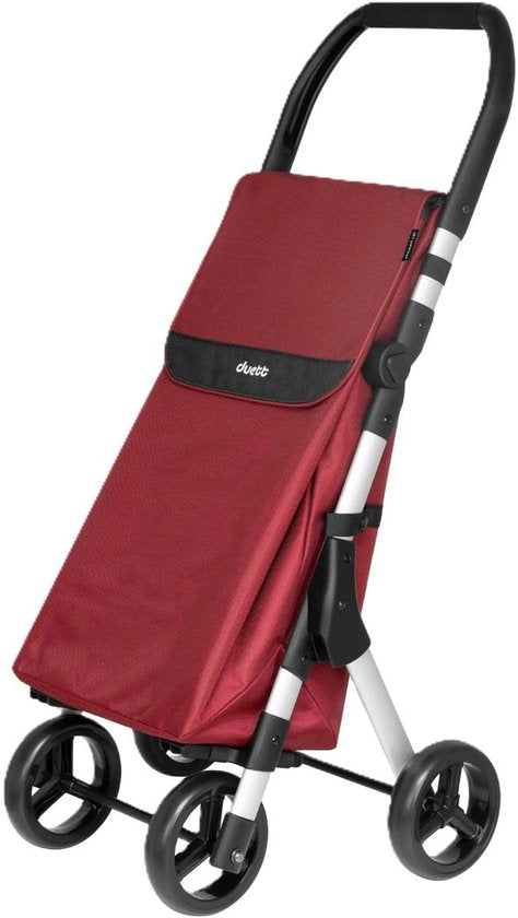 Chariot à courses Duett Muuvi Up - Capacité : 46 L - 4 roues - Pliable - Rouge bordeaux