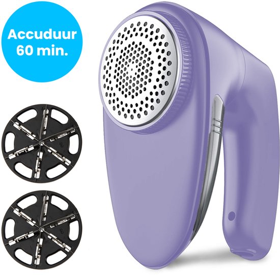 Auronic Electric Lint Remover - Dépoussiéreur sans fil - Autonomie de la batterie 60 minutes - Tondeuse à peluches - 2 accessoires supplémentaires - Violet