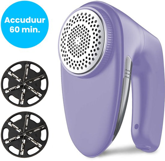 Auronic Electric Lint Remover - Dépoussiéreur sans fil - Autonomie de la batterie 60 minutes - Tondeuse à peluches - 2 accessoires supplémentaires - Violet
