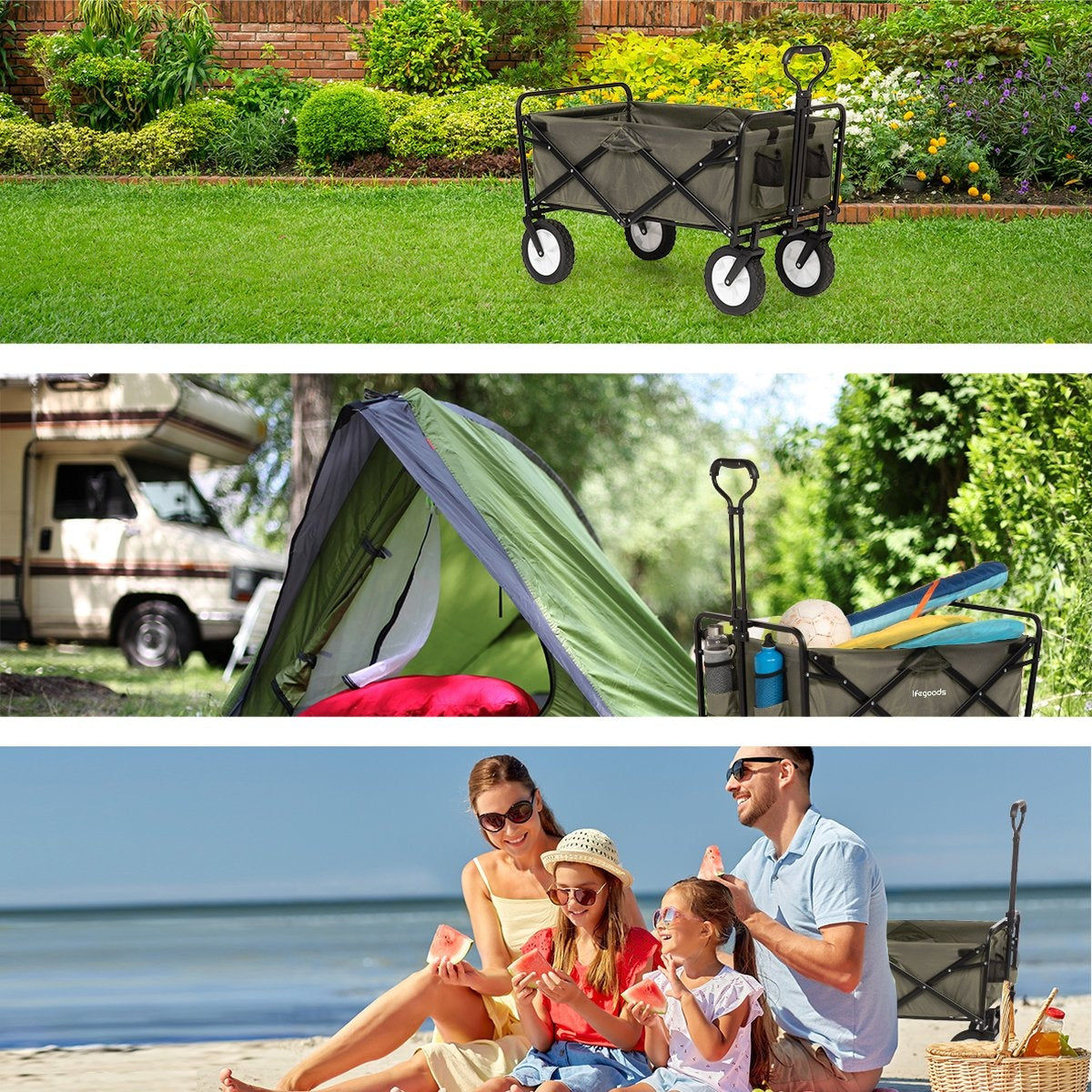 Chariot pliable - LifeGoods - Charge max 70 kg - 59cm x 98cm - vert