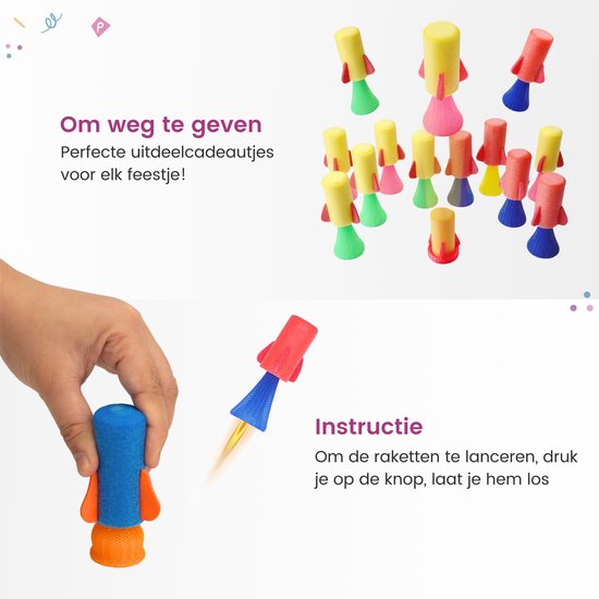 Partizzle 24x Fusées Sautantes - Jouets Fusées Spatiales Rebondissantes - Cadeaux à distribuer - Cadeaux Grabbelton - Pour les enfants et les jeunes enfants - Mousse