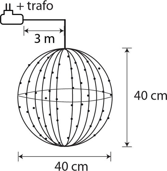 Luca Lighting Christmas Light Ball with Classic White LED Lights - Ø40 cm - Silver