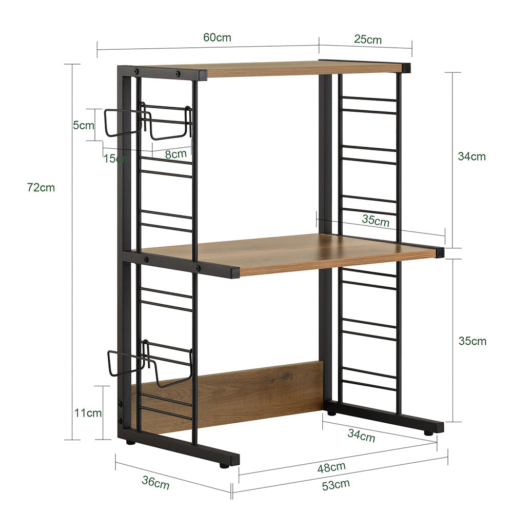 SoBuy Armoire à micro-ondes - 2 couches - 60 x 36 x 72 cm - Capacité de charge de 40 kg