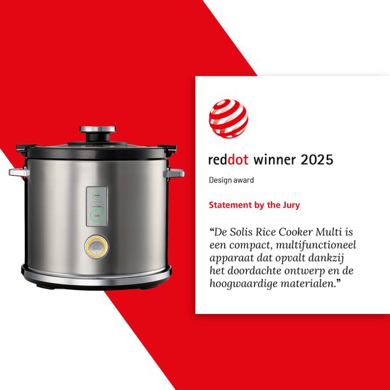 Solis Rice Cooker Multi 8162 - Cuiseur de riz et cuiseur vapeur - Pour tous types de riz - Cuiseur vapeur pour riz, légumes, poisson et autres - 650 W - 1.2L