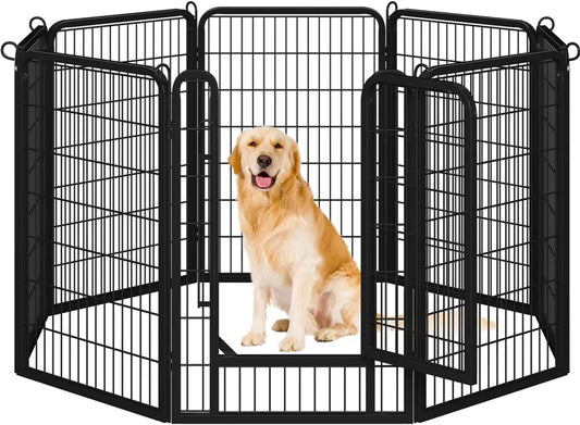 Yaheetech Enclos pour chiots, 8 panneaux, 100 x 68 cm - Noir - Enclos pliable pour chiens avec porte, pour chiots et petits animaux de compagnie