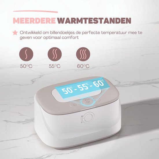 Vulpes Goods® BabyCare - Chauffe-serviettes PRO - Chauffe-serviettes humides - Boîte à serviettes - 3 niveaux de chaleur et chauffage rapide - Fonction veilleuse - Sécurité enfants - Blanc