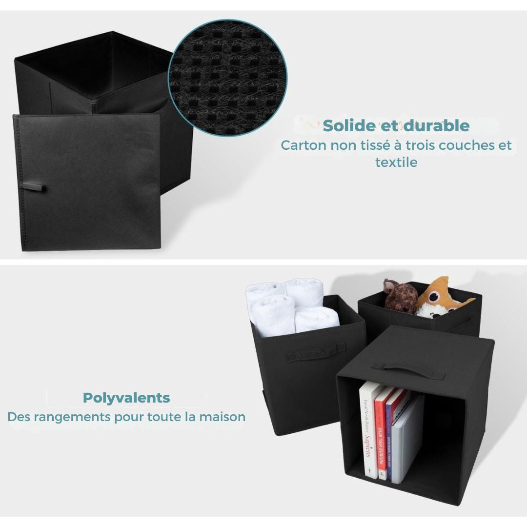 Organiseurs de placards LifeGoods - 6 pièces - 20L - Textile - Noir