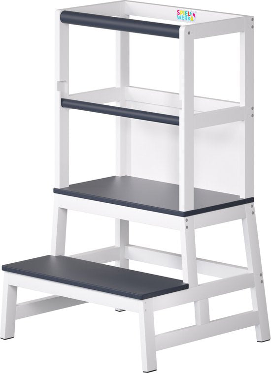 Tour d'apprentissage Spielwerk - à partir de 2 ans avec planche jusqu'à 100kg - Gris pin