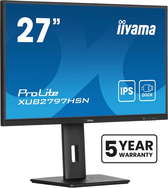 iiyama ProLite XUB2797HSN-B2 - 27 pouces - Full HD - IPS - Hub USB (4 ports) - Réglable - Station d'accueil USB-C