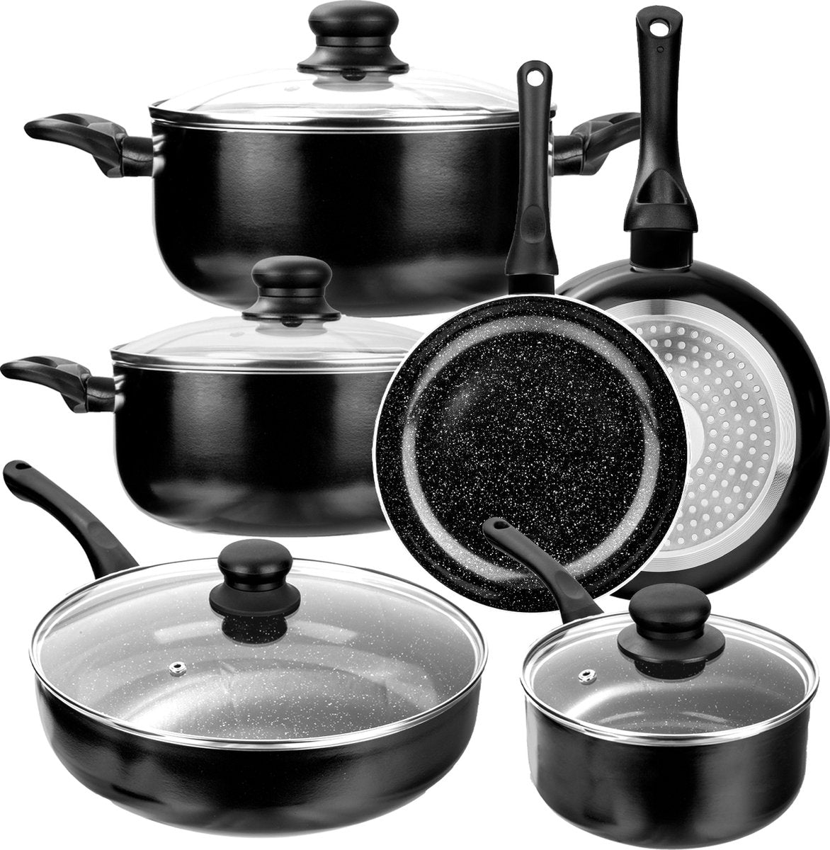 CeraFusion Ceramic Pans Set 10-Piece - Set with Frying Pans, Saucepan, Cooking Pots - Induction Pans - Pansets Aluminium