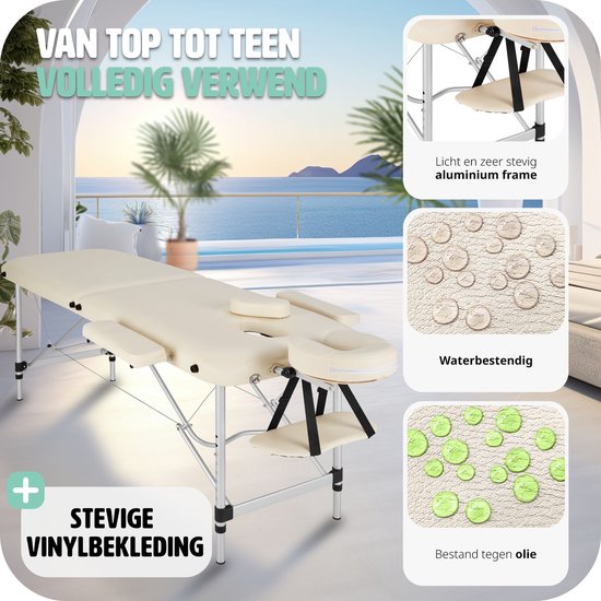 tectake® - table de massage en aluminium 2 zones, table de massage 4cm matelas, table de massage pliante, table de massage en aluminium réglable en hauteur, table de massage portable avec accessoires, appui-tête en aluminium, accoudoir et sac de transport