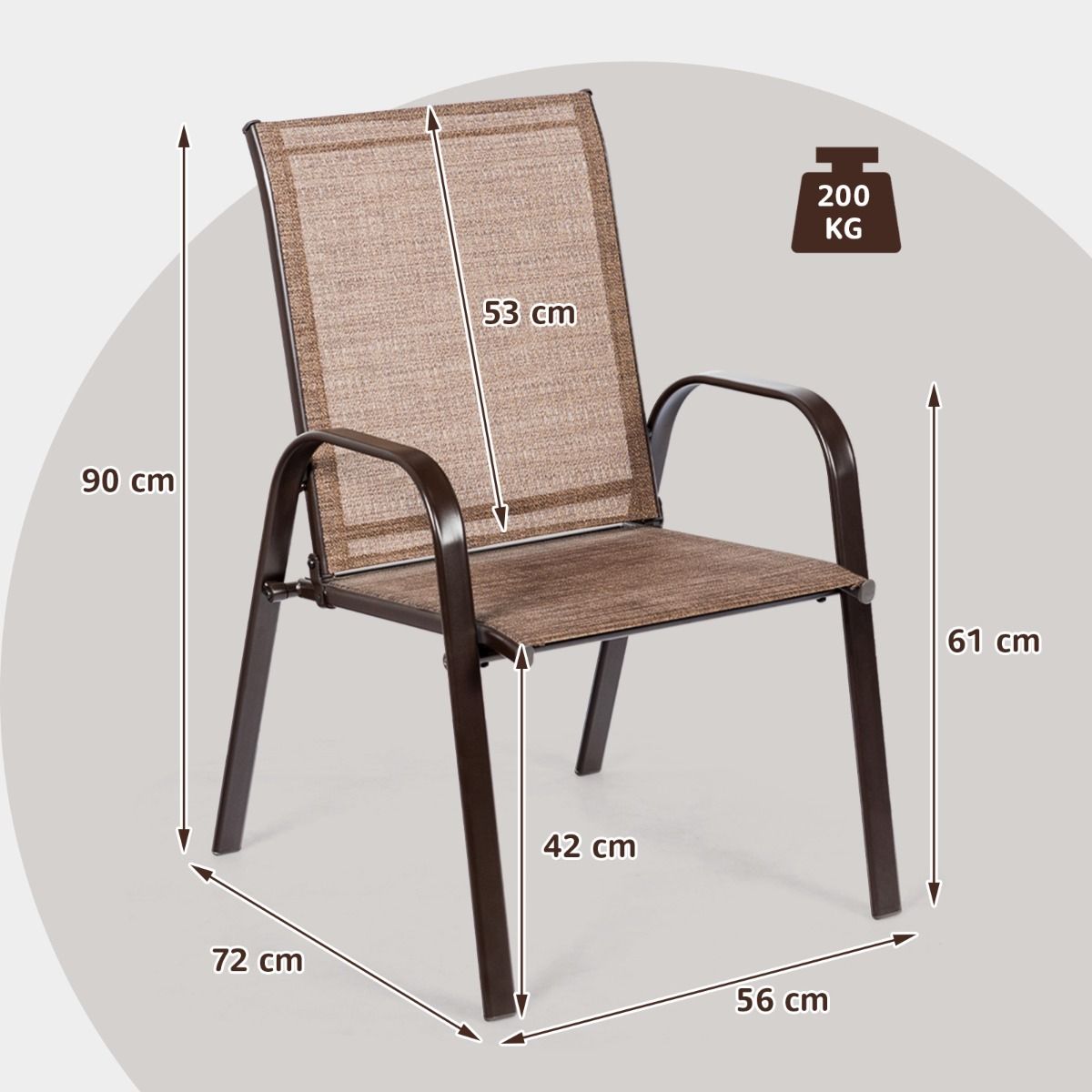 Ensemble de deux chaises de jardin Coast - tissu respirant - structure métallique renforcée - beige