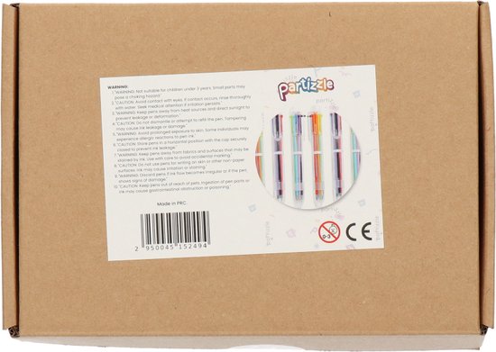 Partizzle 24x Stylos à bille multicolores - Stylos à bille pour l'école - Couleurs créatives - Stylos à bille Grabbelton - Cadeaux pour enfants - 6 couleurs
